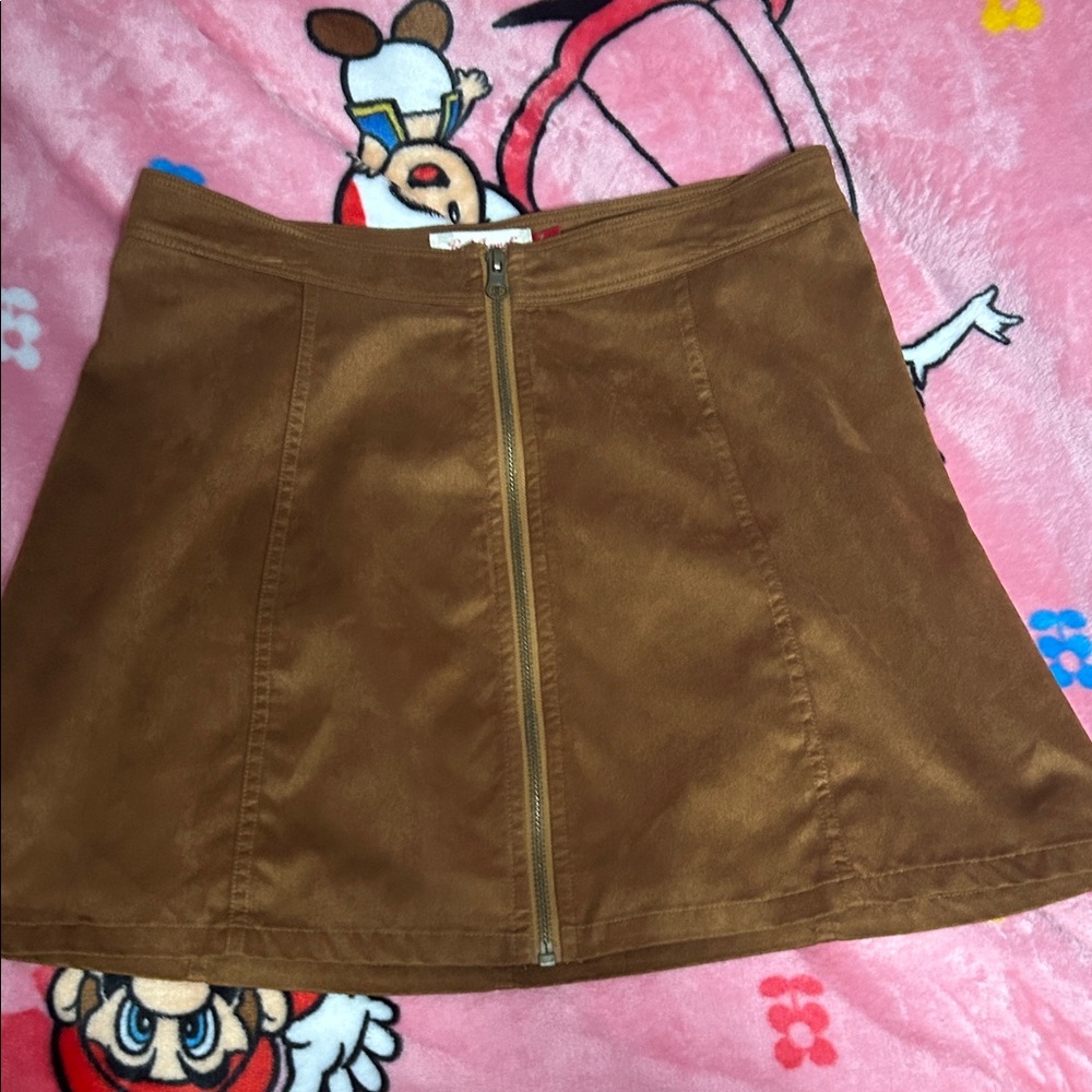 Red Camel Tan A-Line Skirt with Front Zipper
